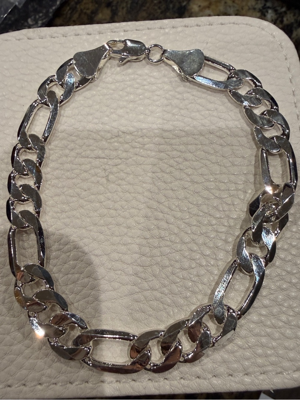 925 Silver Figaro Chain Bracelet - 9”